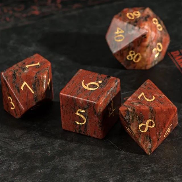 Red Granite Gemstone - 7pcs RPG Dice Set