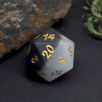 Thumbnail for Frosted Grey Cat Eye Gemstone - 7pcs RPG Dice Set