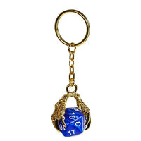 Thumbnail for Blue & Gold Acrylic in Metal Claw - D20 Keyring