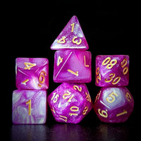 Thumbnail for Glitter in Pink & White Acrylic - 7pcs RPG Full Dice Set Dark Stack