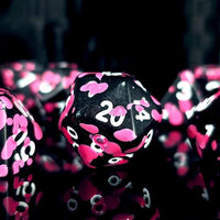 Thumbnail for 7pcs Dice Acrylic Splatter White Font Black Pink