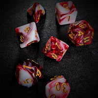 Thumbnail for Blend of White & Red Acrylic - 7pcs RPG Full Dice Set