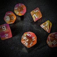 Thumbnail for Glitter in Yellow & Pink Acrylic - 7pcs RPG Full Dice Set Scatter