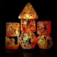 Thumbnail for Leaves in Clear & Orange Resin - 7pcs RPG Full Dice Set