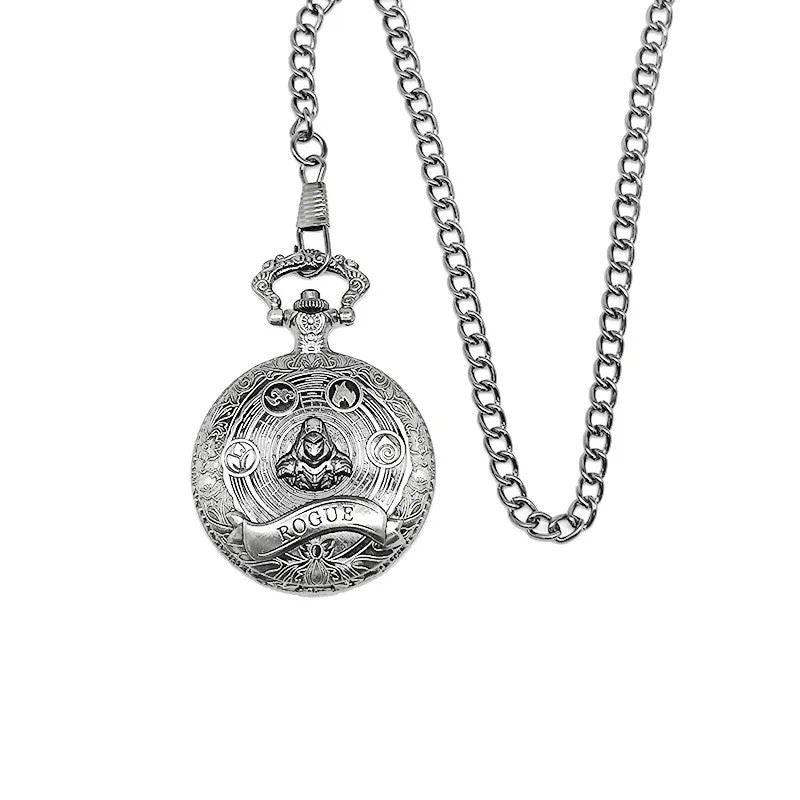 Roque on Silver Pocket Watch with Mini Dice - Pendant