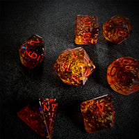 Thumbnail for Glitter in Orange & Black Resin - 7pcs RPG Full Dice Set