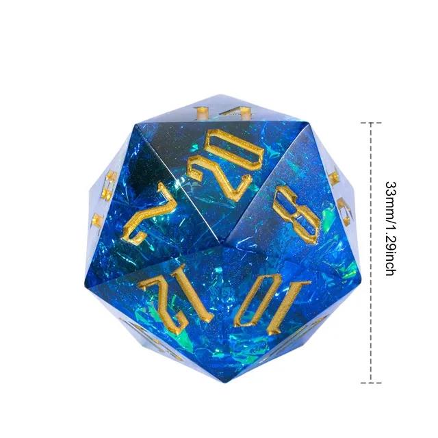 Candy in Blue with White Foil Sharp Resin - D20 RPG Dice