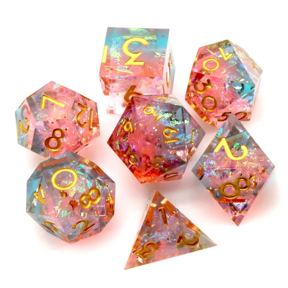 Candy in Blue & Pink Sharp Resin - 7pcs RPG Dice Set