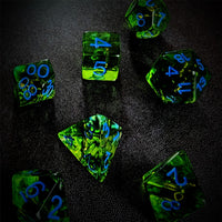 Thumbnail for Bow in Clear & Green Resin - 7pcs RPG Full Dice Set