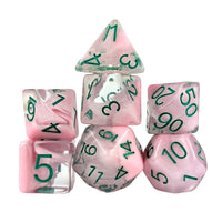 Thumbnail for Pink Swirl in Clear Resin - 7pcs RPG Full Dice Set