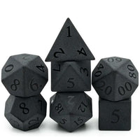 Thumbnail for Frosted Black Obsidian Gemstone - 7pcs RPG Dice Set