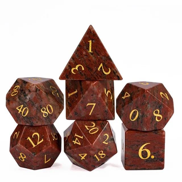 Red Granite Gemstone - 7pcs RPG Dice Set