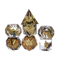 Thumbnail for Yellow Flower in Clear Filled Sharp Resin - 7pcs RPG Dice Set