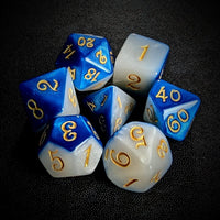 Thumbnail for Blend of Blue & White Acrylic - 7pcs RPG Full Dice Set