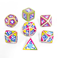 Thumbnail for 7pcs Dice Resin Unique Printed Colour Test Blue Font White