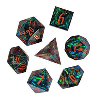 Thumbnail for Candy in Blue & Green Sharp Resin - 7pcs RPG Dice Set