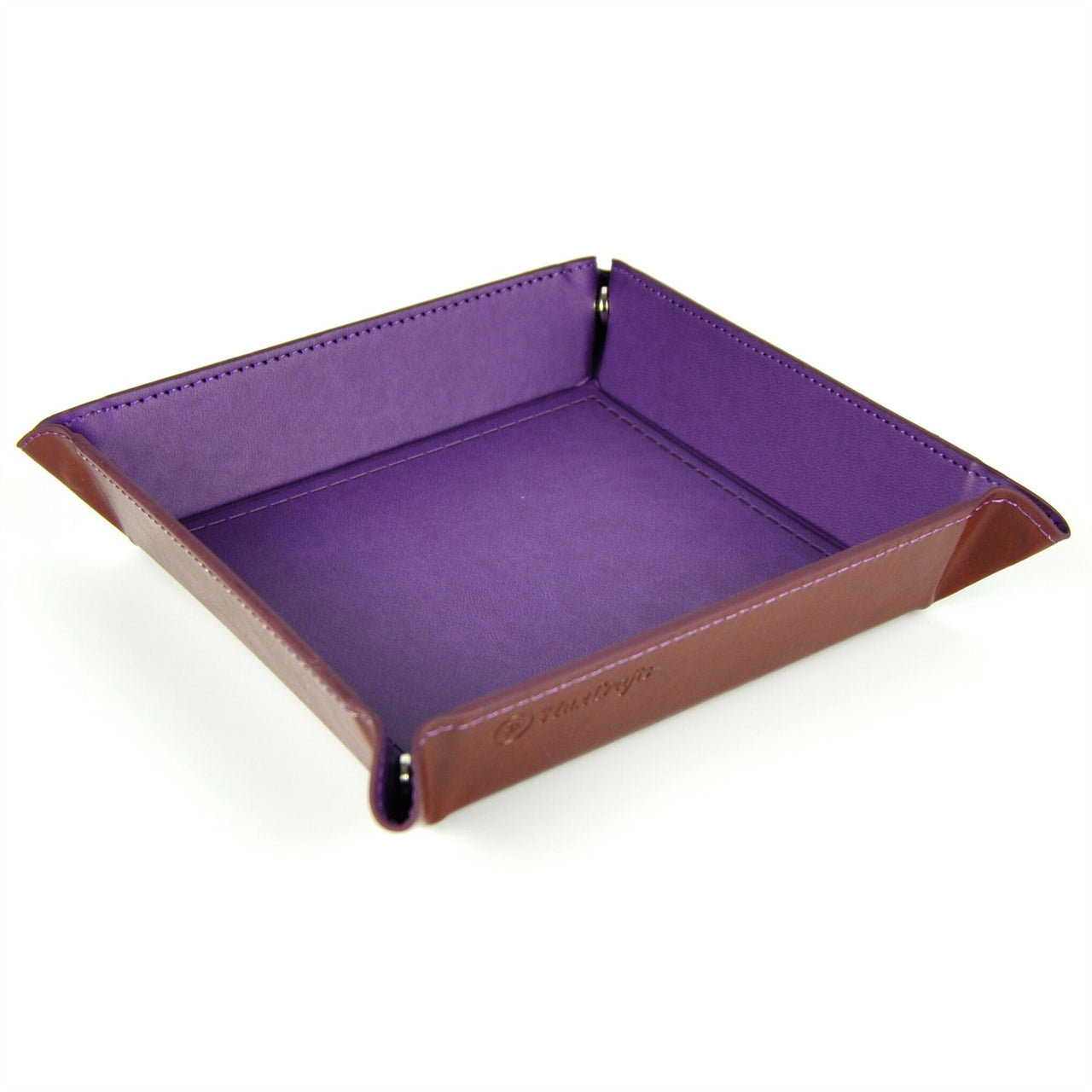 Purple & Brown PU Leather - Square Hard Dice Tray