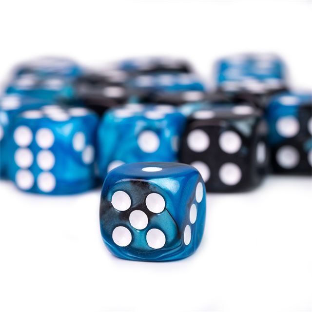 12mm Blue & Black Acrylic - 10pcs D6 RPG Dice Set