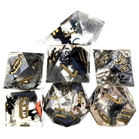 Thumbnail for Halloween Spooky in Grey Filled Sharp Resin - 7pcs RPG Dice Set