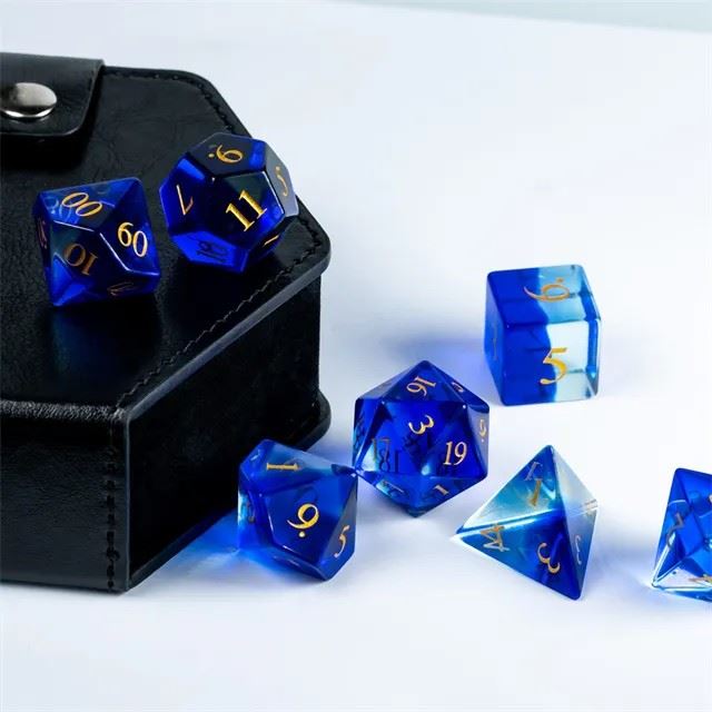 Clear Blue Glass - 7pcs RPG Dice Set