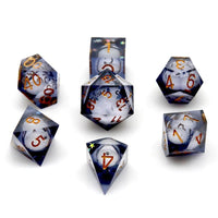 Thumbnail for White Sand in Dark Purple Liquid Filled Sharp Resin - 7pcs RPG Dice Set