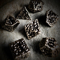 Thumbnail for 7pcs RPG Dice Set - Black Wash over Silver Metal Brains