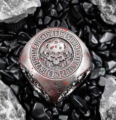Dice Metal Spinner Rounded Cube Blood Silver