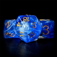 Thumbnail for Royal Blue Swirl in Clear Resin - 7pcs RPG Full Dice Set