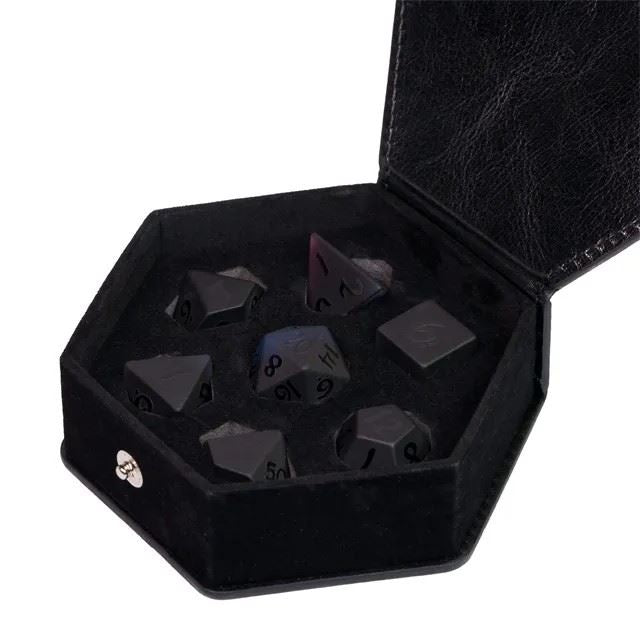 Frosted Purple and Black Glass - 7pcs RPG Dice Set