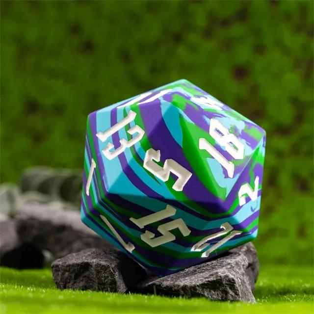 Blue & Green Layered Silicone - D20 RPG Dice