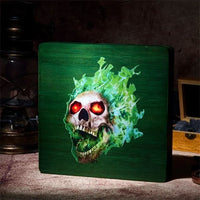 Thumbnail for Green Skull on Bamboo Wood - Magnetic Dice Storage