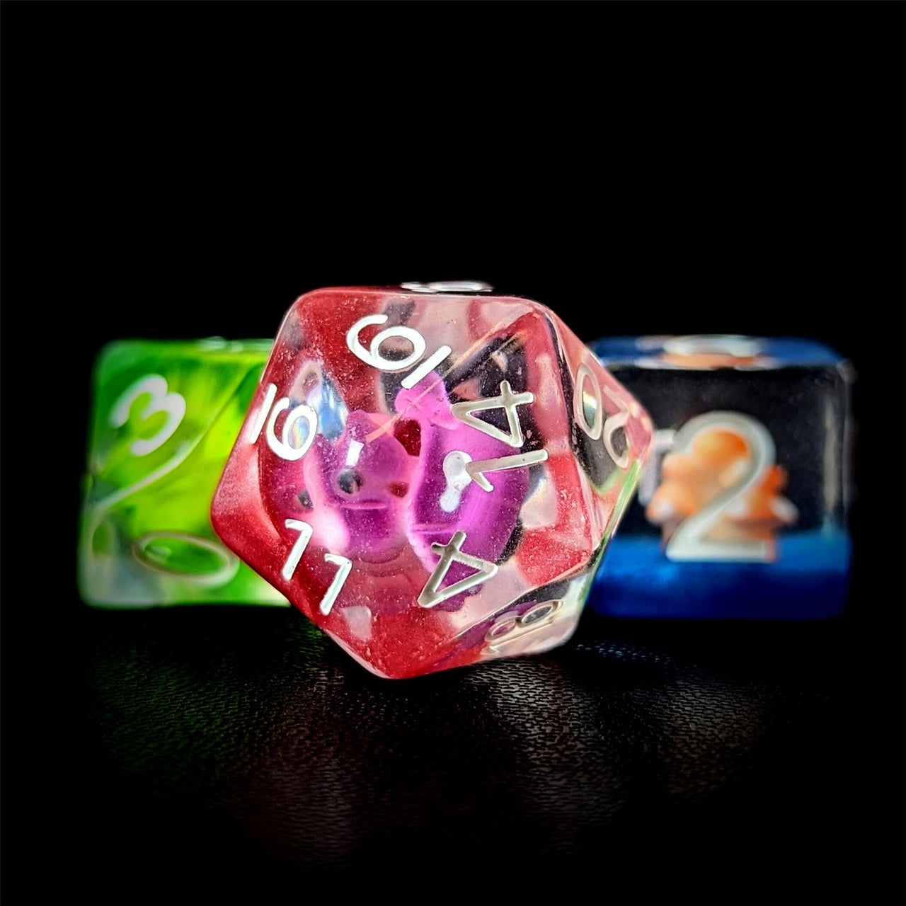 Multicolour Mashroom in Clear Resin - 7pcs RPG Full Dice Set