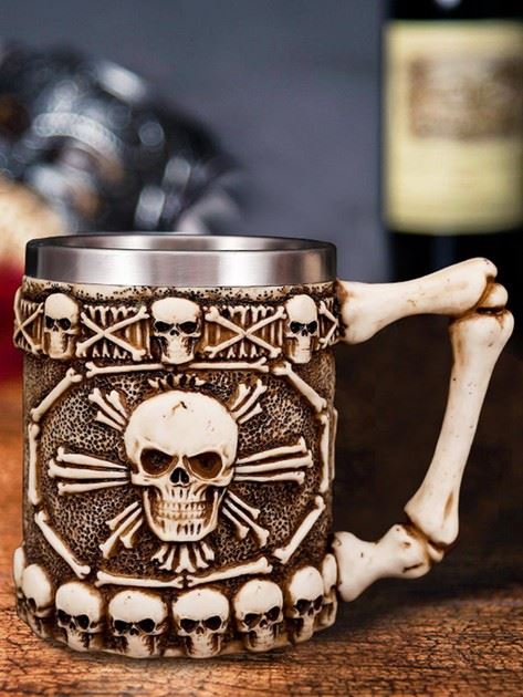 Black & White Skull & Bone Mug - Novelty