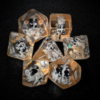 Thumbnail for Black & White Dog in Clear Resin - 7pcs RPG Full Dice Set