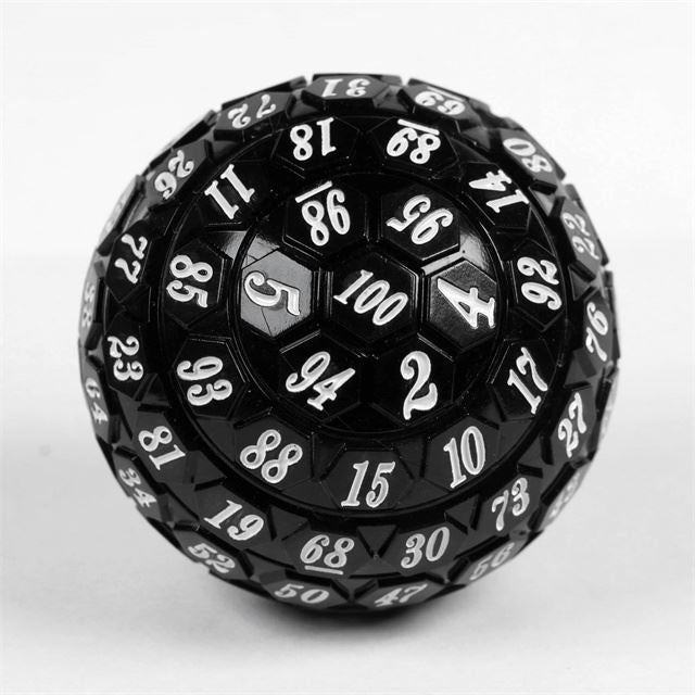 Black Raised Face Acrylic - D100 RPG Dice