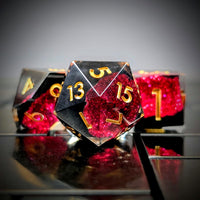 Thumbnail for 7pcs Dice Sharp Filled Gold Font Pink Pool Gold Seam Clear