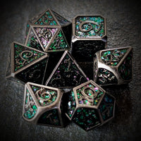 Thumbnail for Glitter Pink Enamel in Silver Metal - 7pcs RPG Dice Set