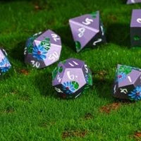 Thumbnail for Blue Lotus Flower in Purple Metal - 7pcs RPG Dice Set