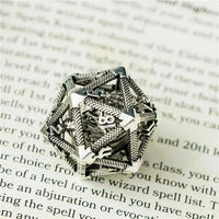 Thumbnail for Dragon in Washed Silver Metal - Hollow D20 RPG Dice