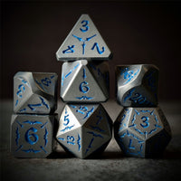 Thumbnail for Blue Sword in Silver Metal - 7pcs RPG Dice Set