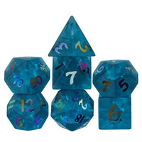 Thumbnail for Cracked & Frosted Blue Glass - 7pcs RPG Dice Set