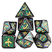 Thumbnail for Glitter Pink Enamel in Black Metal - 7pcs RPG Dice Set