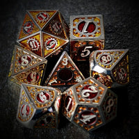 Thumbnail for Gear in Red Enamel Silver Metal - 7pcs RPG Dice Set