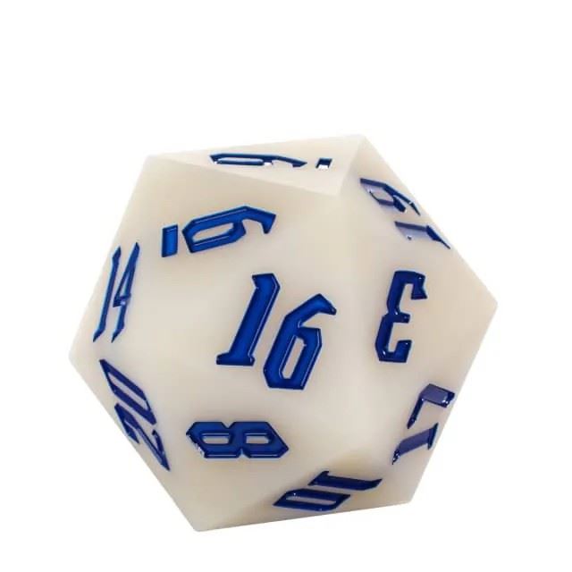 Blue on Solid White Silicone - D20 RPG Dice