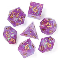 Thumbnail for Candy in Purple & White with Copper Foil Sharp Resin - 7pcs RPG Dice Set