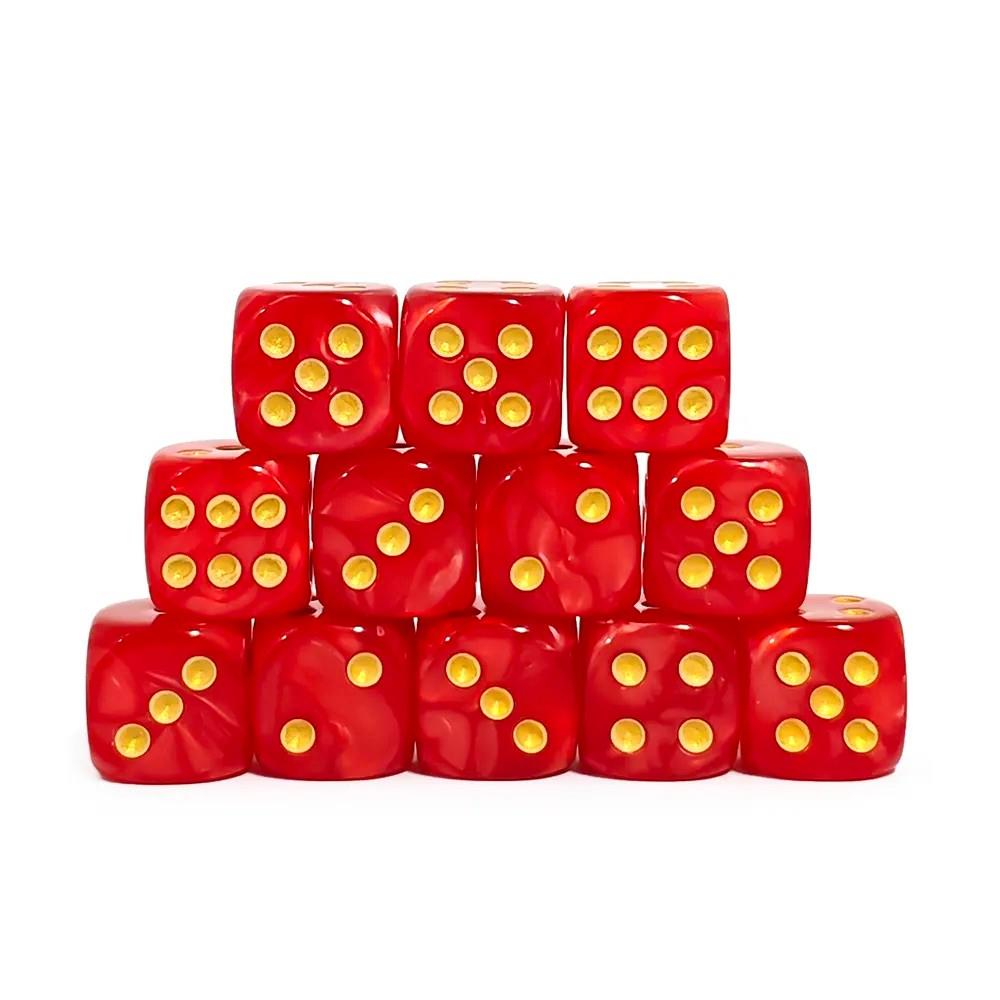 30pcs D6 12mm Dice Acrylic Blend Pips Gold Font Red