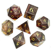 Thumbnail for 7pcs Dice Gem Glass Layered Gold Font Brown (UD)