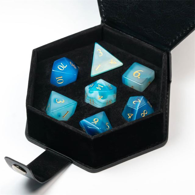 Blue Agate Gemstone - 7pcs RPG Dice Set