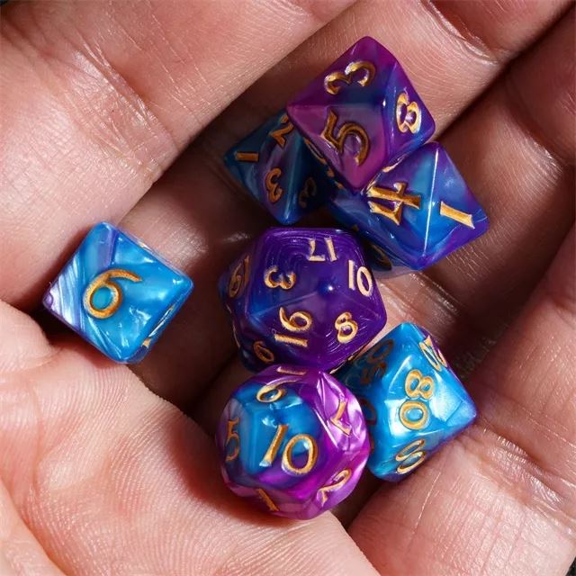 Blend of Purple & Purple Acrylic - 7pcs RPG Mini Dice Set