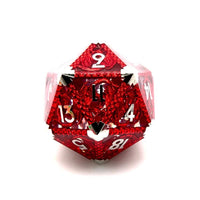 Thumbnail for Dragon Scales on Red Metal & Resin  - 39mm D20 RPG Dice